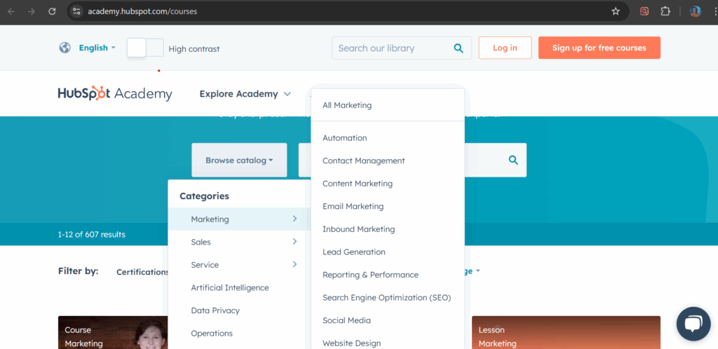 HubSpot Course Page