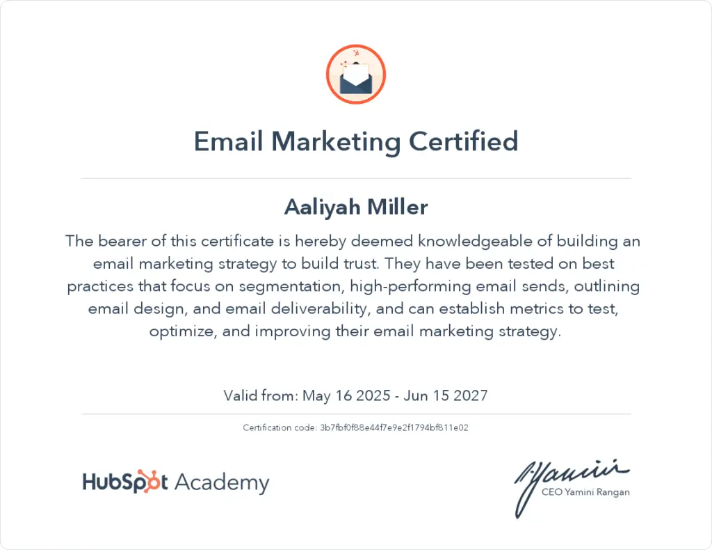 Email Marketing Certification from HubSpot